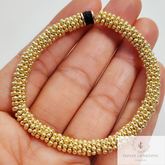 Gold Plated Plum Flower Beads Bracelet, Gold Tone Flower Beads, Bracelet Beads, Flower Spacer Gift Bracelet, Friendship Day Gift Bracelet